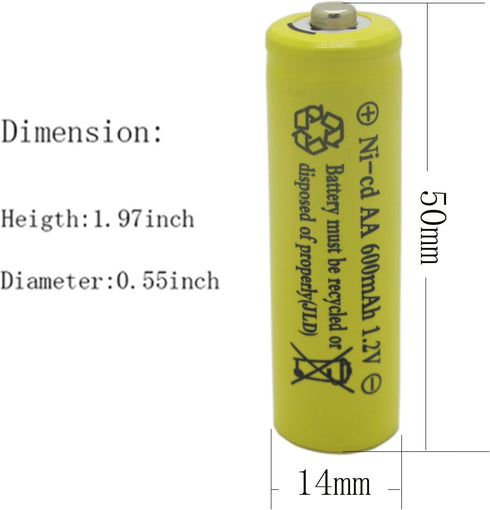 GEILIENERGY AA Size NiCd AA 600mAh 1.2V Rechargeable Batteries for Solar Lamp Solar Light(8 PCS)