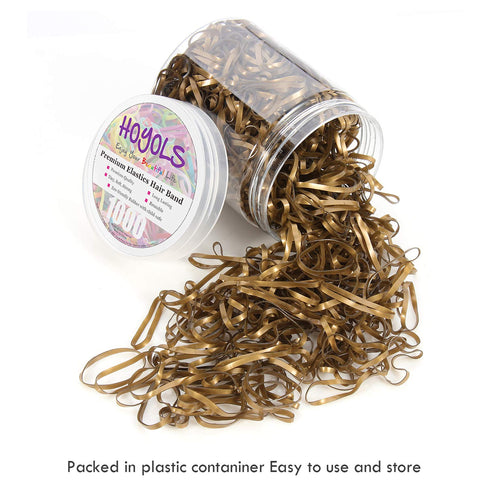 Hoyols 1000 Piece Pack Hair Bands, Elastic Rubber Ponytail Ties for Women Girls, Mini Soft Golden Color (Gold Metal)