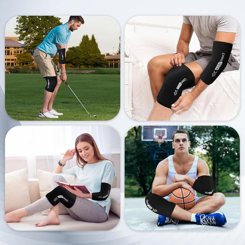 ComfiTECH Elbow Ice Pack for Tendonitis, Reusable Ice Pack Wrap for Injuries, M Black