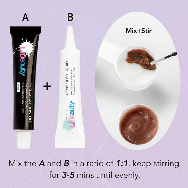 Libeauty Lash Black Color Kit, Quick Voluminous Brow Coloring with Complete Tools, Eyelash Color Kit for Salon or Home