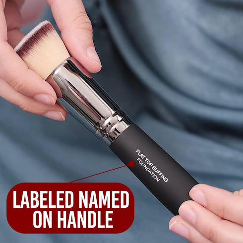 Flat Top Buffing Foundation Makeup Brush, Ultra Soft Dense Kabuki Brush for Liquid, Cream, Powder