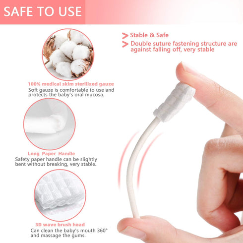 102PCS Baby Tongue Cleaner, Newborn Oral Cleaner Toothbrush, Disposable Infant Toothbrush, Gauze Gum Cleaner Stick, 1