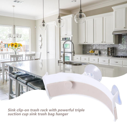 DOITOOL 2PCS Kitchen Trash Bag Holder, Suction Cup Sink Trash Bag Holder Rack for Kitchen, Grey