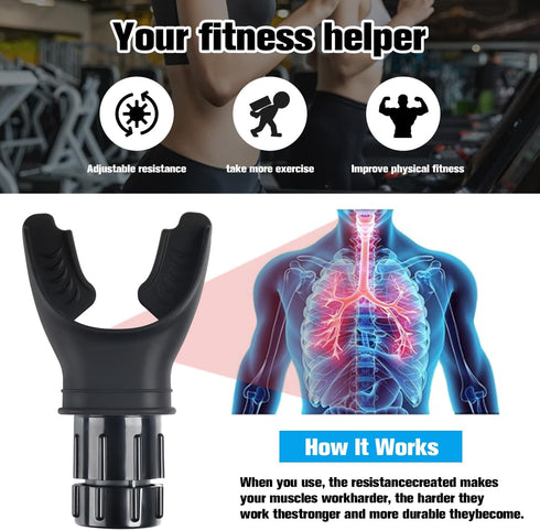 Breathe Trainer, Portable Adjustable Muscle Trainer for Daily Fitness Training, Easy to Clean (Black)