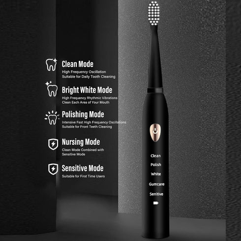 Nachukan 4 Rechargeable Electric Toothbrush with Soft Bristle Brush Heads for Adults, Whitening Power Sonic Toothbrush