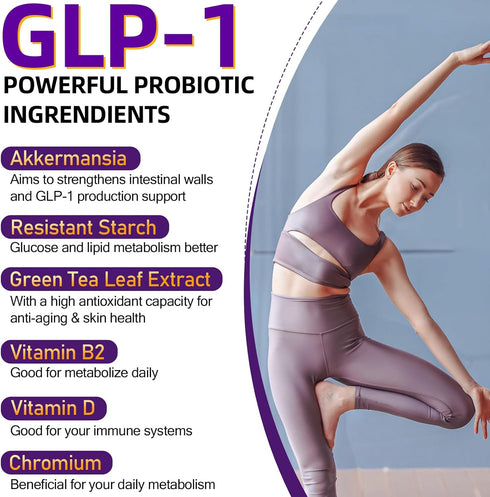 300 Billion AFU Akkermansia Probiotic, GLP-1 Probiotic for Women & Men, Enhances Gut Digestive Lining Function, 60 Caps