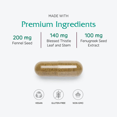 Vitanica LactationBlend, Organic Breastfeeding Support, 60 Capsules, Non-GMO, Fennel, Milk Thistle, Fenugreek