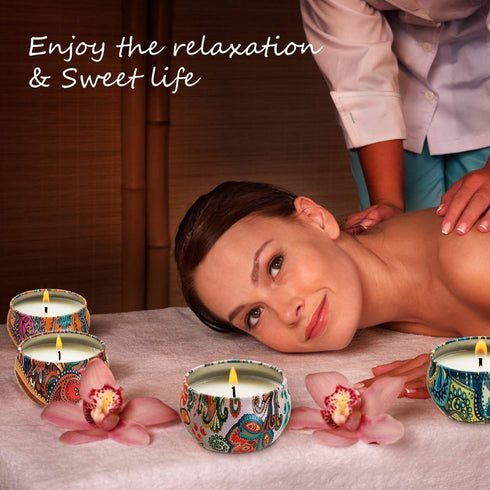 Set, 16 Pack Howemon Scented Candles Gift Natural Soy Wax Portable Travel Tin with Strongly Fragrance Essential Oils