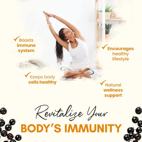 Immune Support Supplement | Elderberry Capsules with Vitamin D3, C & Zinc for Immune Boost