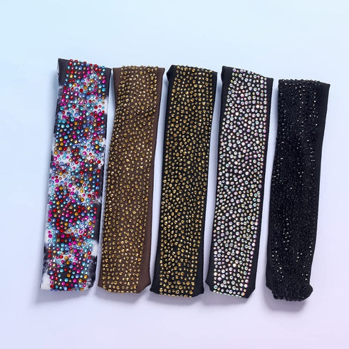 Natalie Mills Champagne Elastic Headbands for Ladies with Austrian Crystal! Top Trending Hair Accessories. Rhinestone Headbands! Activewear & Yoga Crystal headbands! Activewear & Yoga Headband