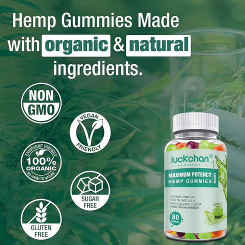 (3 Packs) Hemp Gummies High Potency, Organic Hemp Oil Gummies for Adults, Made in USA