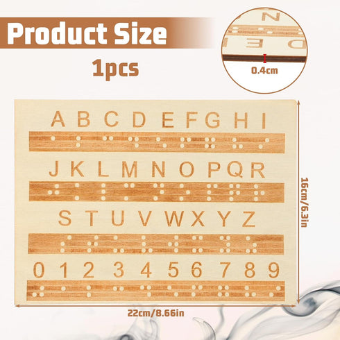 InnoHHustle 0.4'' Braille Alphabet Board Thickened Wooden Braille Fingerboard Engraving Raised Dots Alphabet Chart