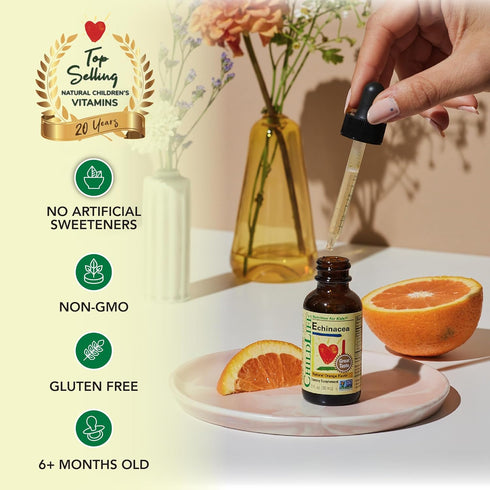 CHILDLIFE ESSENTIALS Echinacea for Kids - Natural Orange - Kids Echinacea Drops, 1 Fl Oz (Pack of 3) - Alcohol Free