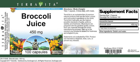 Terravita 450 (100 519348) Broccoli Juice - mg Capsules, ZIN: