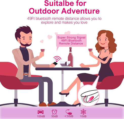 Pink Fun App Controlled Wearable Vibrator for Couples, Bluetooth Remote Control Butterfly Vibrator with G-Spot