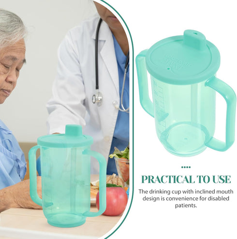 iplusmile Adult Sippy Cups, Plastic Mug with 2 Handles, Spill Proof Drinking Cups for Elderly Care