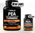 Palmitoylethanolamide 600mg + Turmeric Curcumin Complex 1000mg, Micronized Pea Supplement for Men and Women, 120 Veggie