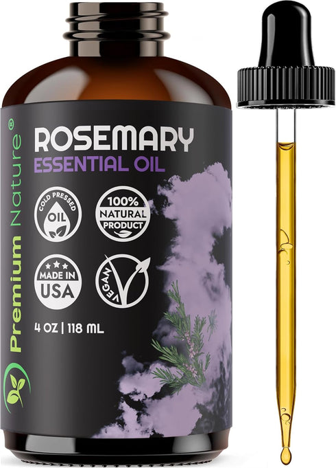 Organic Rosemary Essential Oil 4oz for Diffuser, Skin, Hair Growth, Body Oils, Aromatherapy, Aceite de Romero