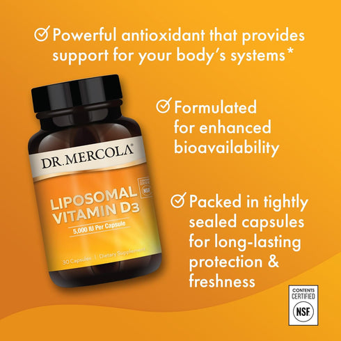Dr. Mercola Liposomal Vitamin D3 Supplement - 5,000 IU, 30 Servings, Supports Heart & Immune Health