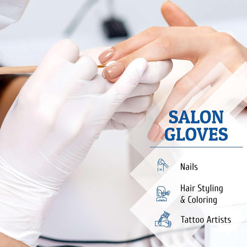 Hand-E Touch White Nitrile Disposable Gloves | Latex Free | Food Prep, Salon, Kitchen Gloves