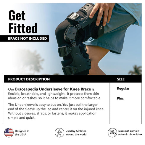 Undersleeve for Knee Brace, Lightweight Cotton/Spandex Leg Support and Skin Protection Sleeve, Brace Not Included, Black, Plus