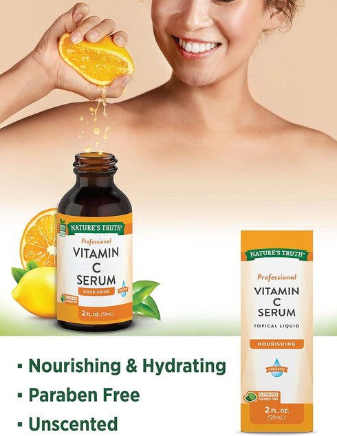 Nature's Truth Vitamin C Serum, 2 oz, Nourishing Oil for Face & Skin, Unscented