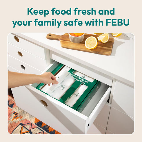 Pack, 260 Count 90 90 50 30 FEBU Compostable Food Storage Bags Variety | Compostable & Biodegradable | PFAS & BPA Free
