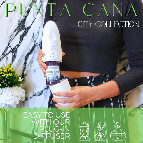 Mystic Romance Aroma Oil Blend 120ml, Punta Cana, Plastic Purple Bottle, City Collection, Waterless Diffuser Oil, Made