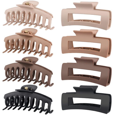 LuSeren Large Hair Clips for Women, 4.3 Inch Matte Banana Clips for Thin Thick Curly Hair, Strong Hold Neutral Colors