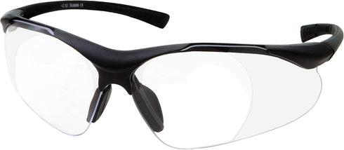 grinderPUNCH Full Lens Magnification Safety Glasses, Black Frame, Clear Lens Reading Eyewear