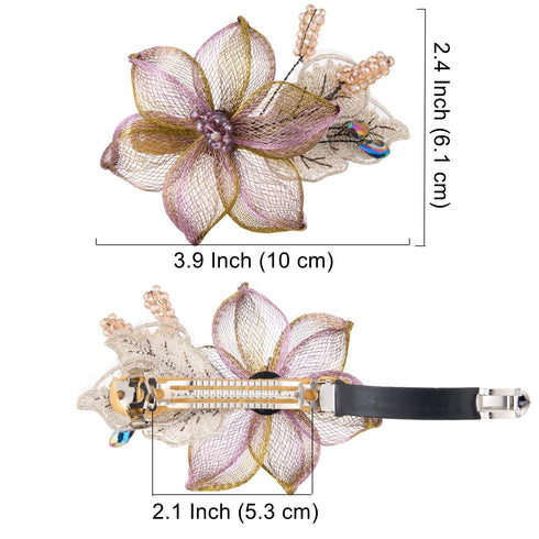 Womens Hair Barrettes - Copper Wire Bride Hair Clips, Butterfly Wedding Head Piece, 2 Pack