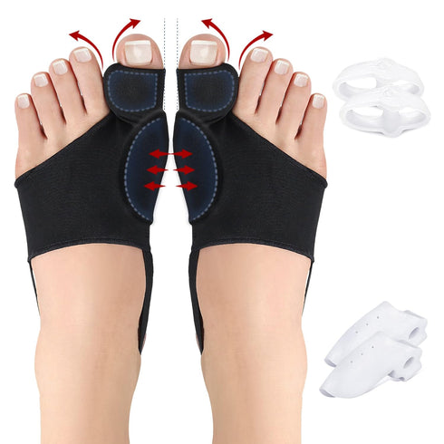 Bunion Corrector with Splint, Effective Orthopedic Toe Separators for Women & Men, Pain Relief for Hallux Valgus (Black)