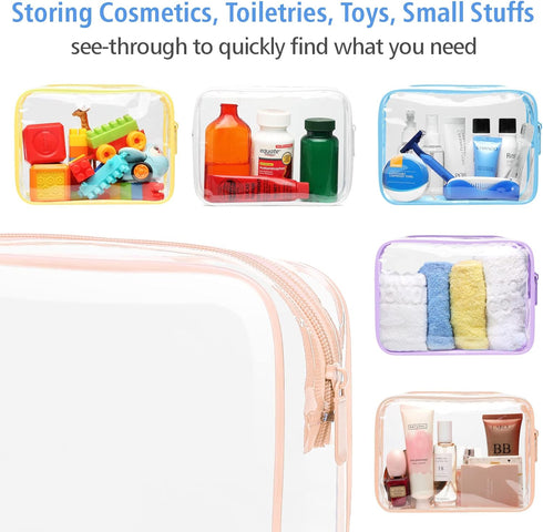 PACKISM Clear Makeup Bags, 2 Pack TSA Approved Toiletry Bag, Travel Makeup Cosmetic Bag for Women