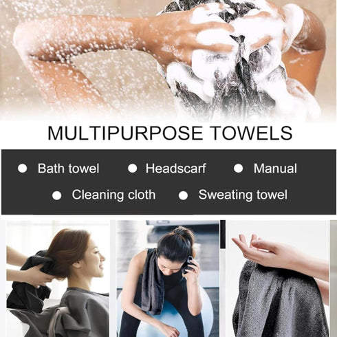 HYCIM 1300gsm (2Pcs-Double Pile(23.62 15.75in)) Shiny Microfiber Wipes Bath Shower Cleaning Cloths, Super Absorbent