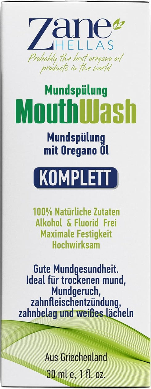 Zane Hellas MouthWash | Oral Rinse with Oregano Oil | Ideal for Gingivitis, Plaque, Dry Mouth, Bad Breath | 1