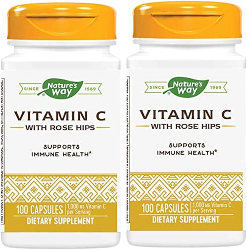 Nature's Way Vitamin C with Rose Hips, 100 Capsules - Powerful Antioxidant Protection & Immune Function Support