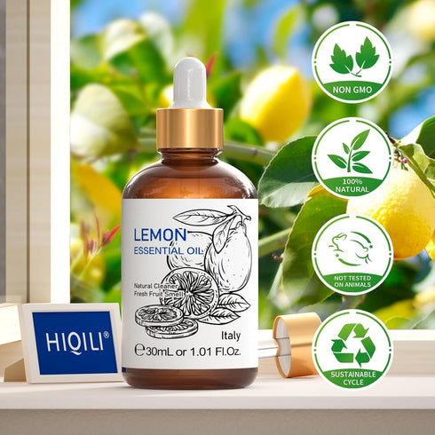 100% Pure Undiluted Lemon Essential Oil 1 Fl Oz - For Skin, Cleaning & Diffuser