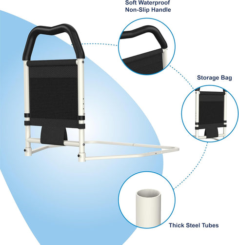 JUSHA YL-02 350 lbs Bed Rails for Seniors & Bed Rail for Elderly, Adjustable Safety Support with Non-Slip Handle