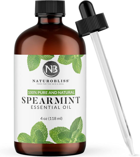 NaturoBliss Spearmint Essential Oil 4 fl. Oz - 100% Pure Natural Therapeutic Grade for Aromatherapy & Relaxation