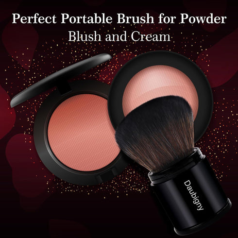 Retractable Kabuki Makeup Brush, Daubigny Travel Foundation Brush for Powder, Blush, and Bronzer