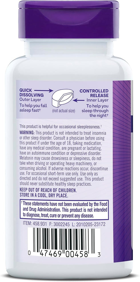 Natrol Melatonin 3 mg Time Release, 100 Tablets, Dietary Supplement for Nighttime Sleep Aid