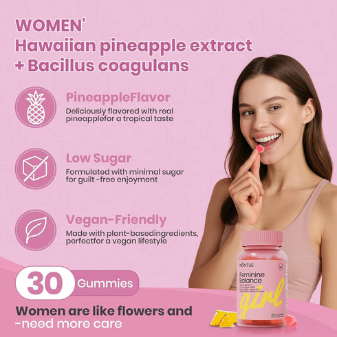 Gummies-pH Immune Non-GMO30 Gummies Montue Premium Diamond Feminine Balance Balance with Prebiotics & Lactobacillus