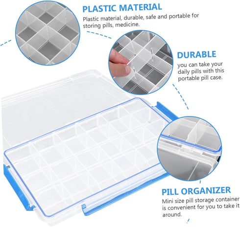 Portable Plastic Pill Organizer - Day Medicine Box for Travel