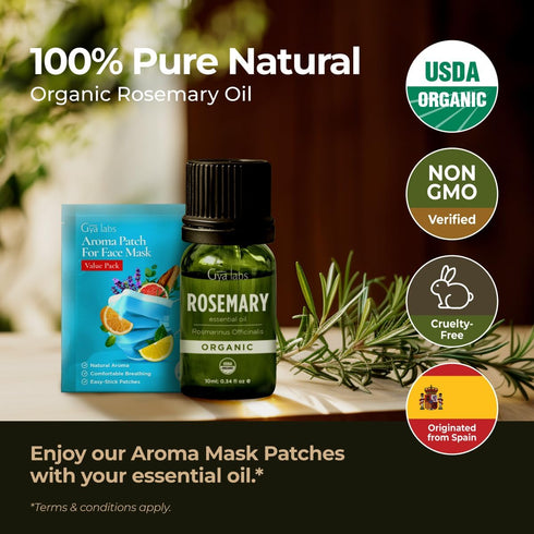Gya Labs USDA Certified Organic Rosemary Essential Oil, 100% Pure Natural Oil for Hair, Skin & Diffuser