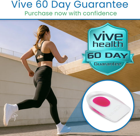 ViveSole Gel Heel Cups (Pair) - Silicone Cushion Insert Pads for Pain Relief, Plantar Fasciitis, Heel Spurs, Shoes