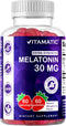 Vitamatic Sugar Free Melatonin 30mg per gummy, 60 Vegetarian Gummies, Non-Habit Forming Supplement