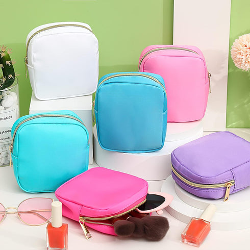 Remerry 6 Pcs Nylon Cosmetic Bag Set, Waterproof Makeup Organizer with Zipper for Women Girls (Colorful, 4.7 x 5.1 x 2
