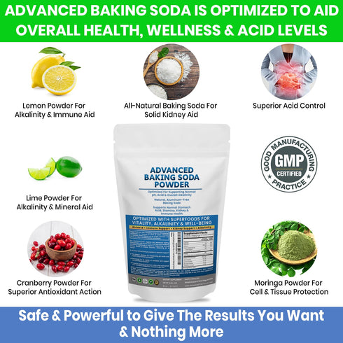Immune, Advanced Baking Soda Powder: Organic Use Aluminum Free Baking Soda w/Superfoods to Support Kidneys, Stomach