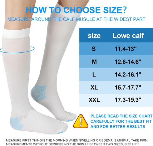Zilaimi 2 15-20mmHg Pairs Medical Grade TED Hose Compression Stockings for Women & Men, Knee-High Anti Embolism