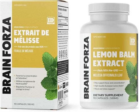 Brain Forza Lemon Balm R5 Extract Capsules - 90 Capsules, Standardized Extract 5% Rosmarinic Acid